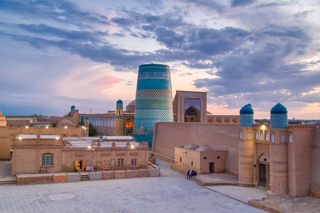 Kalta Minor and surrounding walls in the historic center of Khiva